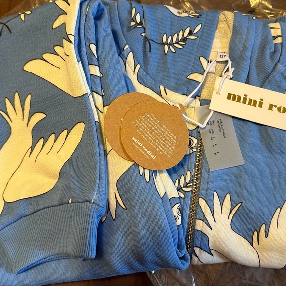 NWT Mini Rodini Organic Blue Peace matching sweat-set - Picture 3 of 8